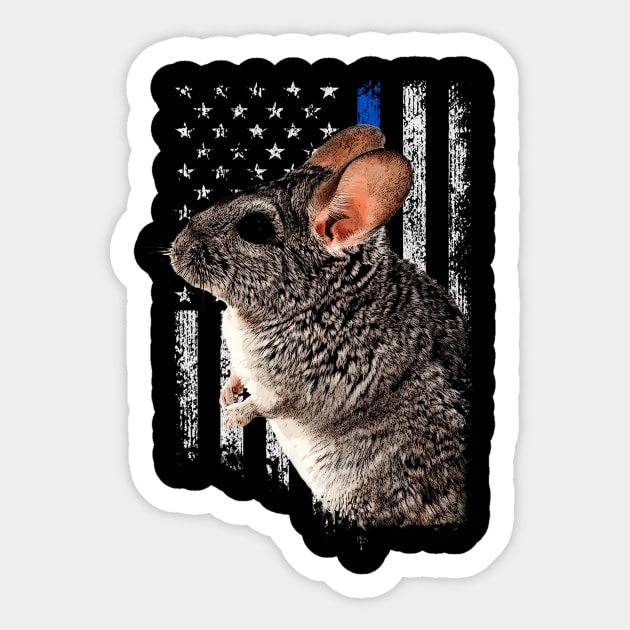 Chinchilla American Flag Whispers, Tee Triumph for Furry Fans Sticker by Gamma-Mage